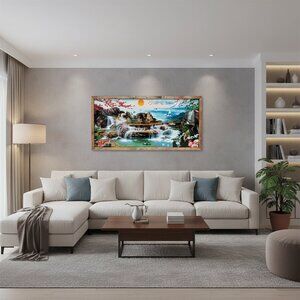 Beautiful Beaded Painting with Frame Hand Made Wall Art work, bead- on fabric